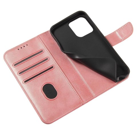 Pokrowiec etui z klapką i portfelem do Xiaomi Redmi Note 12 Magnet Case różowe