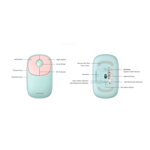 Bezprzewodowa mysz myszka do komputera MU102 FUN+ Bluetooth 2.4 GHz różowa