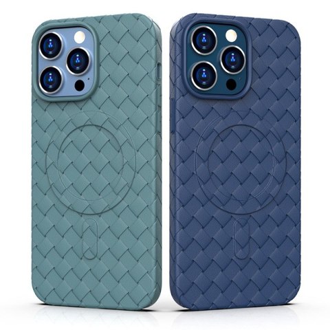 Etui pokrowiec plecionka do iPhone 13 Pro Max z MagSafe Woven Case granatowy