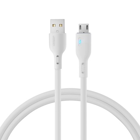 Kabel przewód USB - microUSB 2.4A z diodą LED 1.2m biały