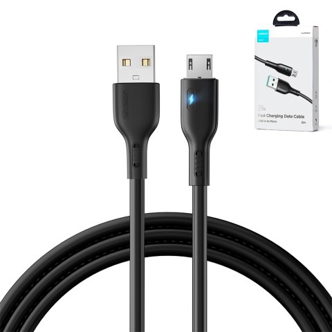 Kabel przewód USB - microUSB 2.4A z diodą LED 2m czarny