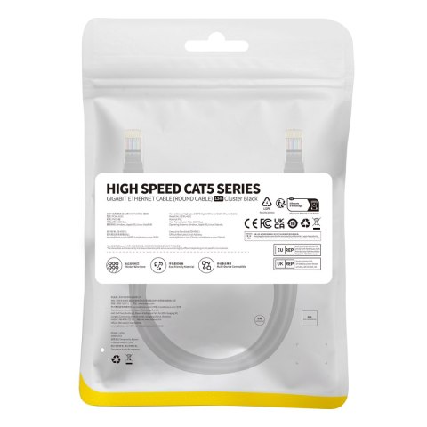 Kabel przewód sieciowy Ethernet Cat 5 RJ-45 1000Mb/s skrętka 1.5m czarny