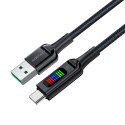 Kabel przewód USB-A - USB-C 60W z wyświetlaczem 1.2m czarny