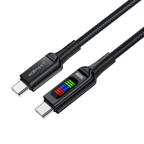 Kabel przewód USB-C - USB-C 100W z wyświetlaczem 1.2m czarny