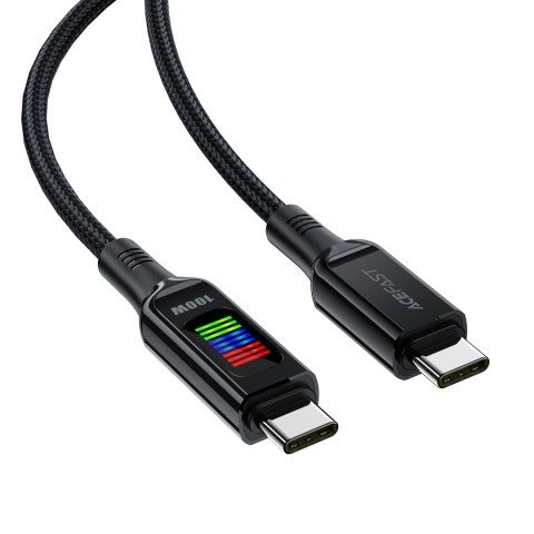 Kabel przewód USB-C - USB-C 100W z wyświetlaczem 1.2m czarny