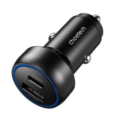 Ładowarka samochodowa USB-C USB-A PD 60W z podświetleniem LED czarna