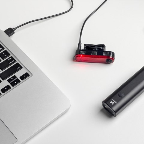 Zestaw lampek rowerowych przednia i tylna USB-C czarny