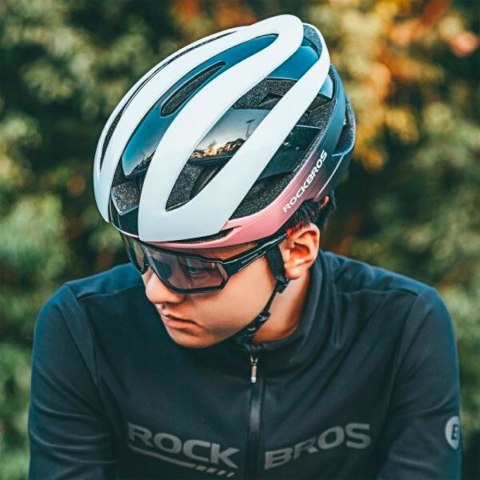 Kask rowerowy uniwersalny regulowany rozmiar L niebiesko-różowy