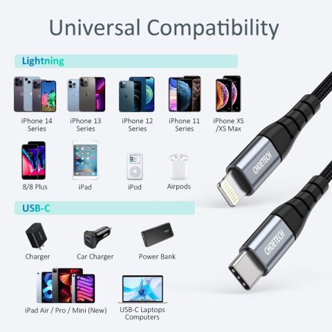 Kabel przewód do iPhone USB-C - Lightning 480Mb/s 3A 1.2m - czarny