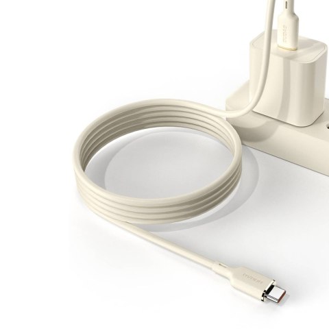 2w1 Kabel przewód wzmacniany SR USB-C - USB-C / Lightning 100W 1.2m beżowy