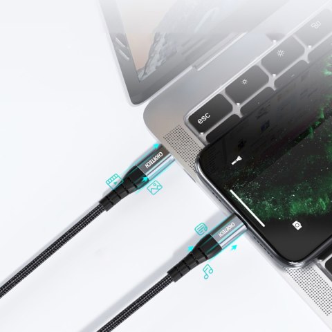 Kabel przewód do iPhone MFi USB-C - Lightning 480Mb/s 3A 2m czarny