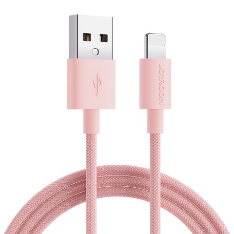 Kabel przewód w oplocie do iPhoneUSB-A - Lightning 2m pastel różowy