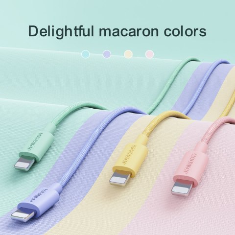 Kabel przewód w oplocie do iPhoneUSB-A - Lightning 2m pastel różowy