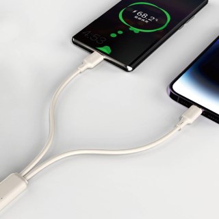 Kabel przewód wzmacniany SR USB-C - USB-C 100W 2m beżowy