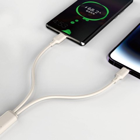 Kabel przewód wzmacniany SR do iPhone USB-C - Lightning 30W 2m beżowy