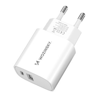 Ładowarka sieciowa 20W USB-A USB-C 100-240V biała