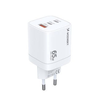 Ładowarka sieciowa GaN 65W 100-240V USB-A 2x USB-C biała