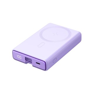 Powerbank magnetyczny 10000mAh 20W z podstawką + kabel Lightning - USB-C fioletowy