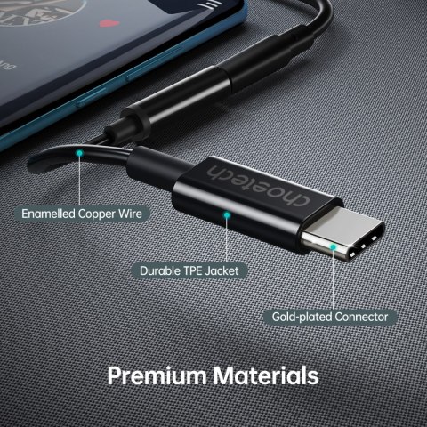 Przejściówka adapter audio USB-C - Jack 3.5mm 11cm czarna