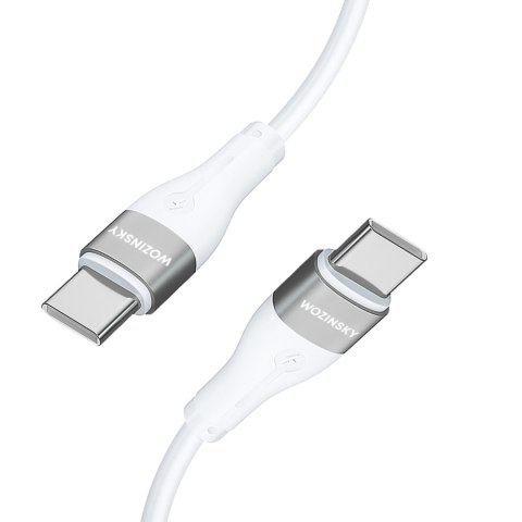 Trwały elastyczny kabel przewód USB-C - USB-C PD 65W 1m biały