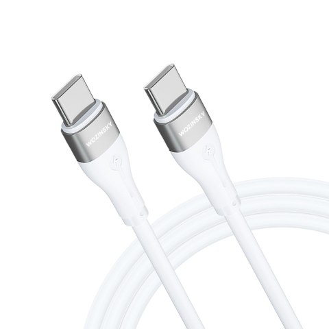 Trwały elastyczny kabel przewód USB-C - USB-C PD 65W 1m biały