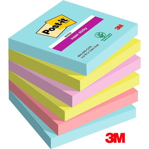 Karteczki Post-it Super Sticky 76x76mm (654-SS-COS) 4 kolory (6x90)