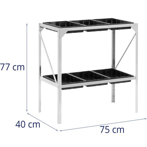 Stół ogrodniczy do sadzenia roślin 6 tac stalowy 77 x 44 x 77 cm