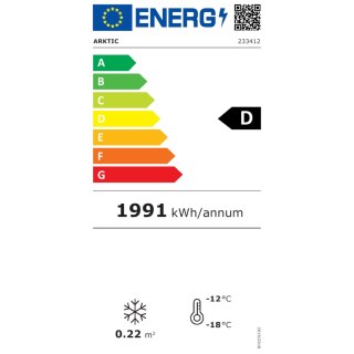 Witryna zamrażarka szklane drzwiczki 3 półki do -18C LED 90L