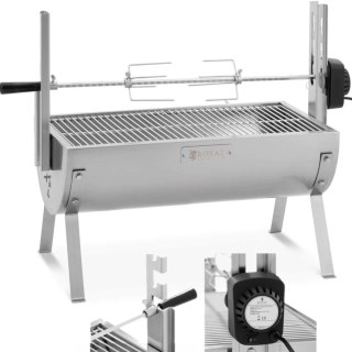 Grill węglowy z rożnem obrotowym elektrycznym do pieczenia prosiaka 4 W 15 kg 82 cm