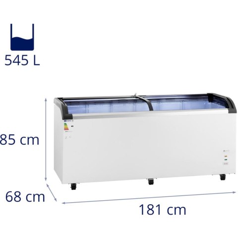 Zamrażarka skrzyniowa przeszklona do lodów mrożonek 545 l 252 W