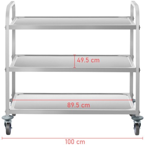 Wózek kelnerski cateringowy 3 półkowy do 150kg ze stali nierdzewnej Royal Catering RCSW 3A