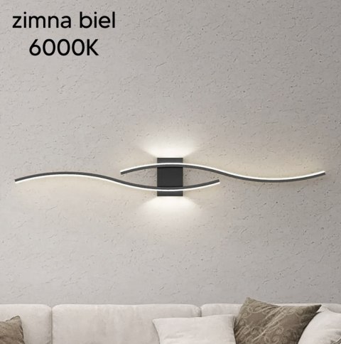 ZD149 Lampa scienna kinkiet czarny 60cm zimny biały