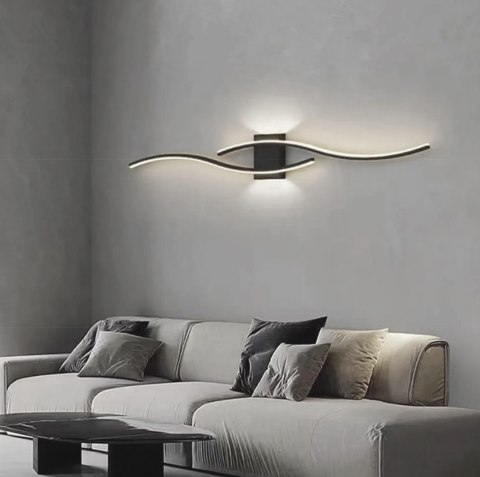 ZD149 Lampa scienna kinkiet czarny 60cm zimny biały