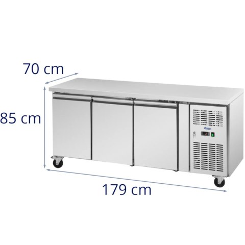 Stół chłodniczy gastronomiczny na kółkach 3 komory 410 l 179x70x85 cm