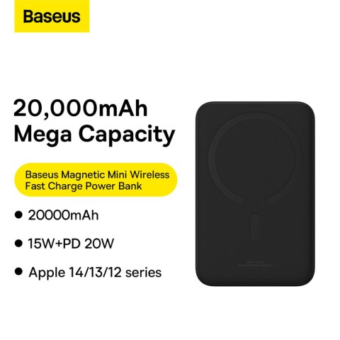 Powerbank Magnetic Mini 20000 mAh 20W + kabel USB-C czarny