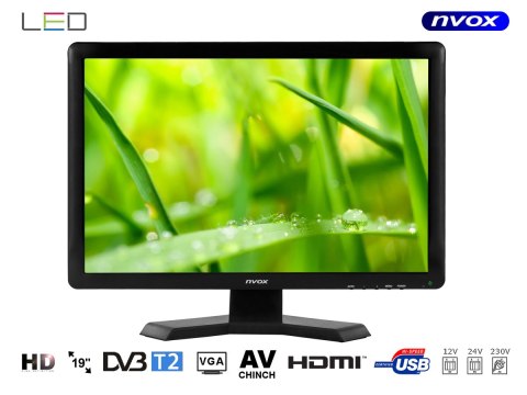 Telewizor nvox digital hdtv led 19cali z tunerem dvbt/t2 hevc/h.265 12/24/230v