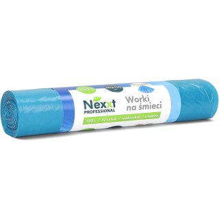 Worki na śmieci Nexxt 120L LDPE z taśmą niebieskie (10)