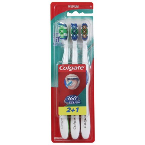 Colgate 360° Whole Mouth Clean Szczoteczka do Zębów Średnia 3 szt. DE