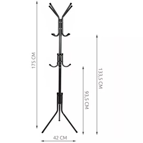 Wieszak stojący 170cm - czarny Ruhhy 23815