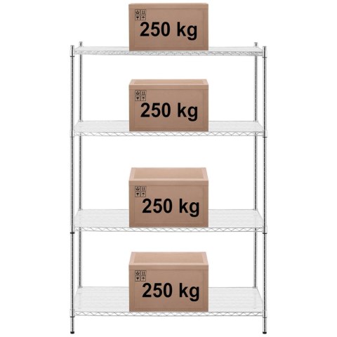 Regał warsztatowy druciany 4 półki + 4 maty do 1 t 1000 kg 120x60x180 cm