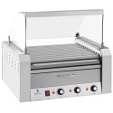 Roller grill rolkowy z osłoną i szufladą grzewczą do bułek 20 parówek HotDog 2600W 230V Royal Catering