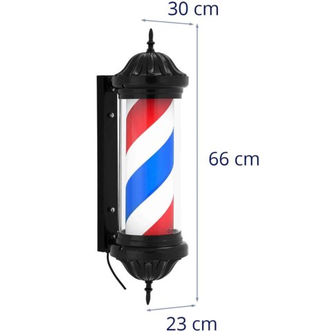 Słupek szyld fryzjerski barberski barber pole obrotowy podświetlany 38 cm - czarny