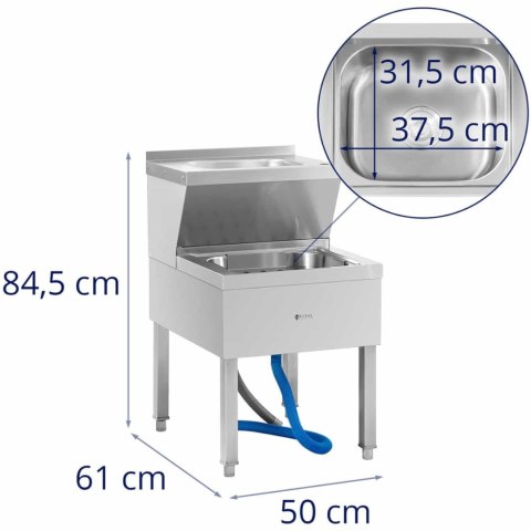 Zlew porządkowy do mopa z umywalką 61 x 50 x 84.5 cm