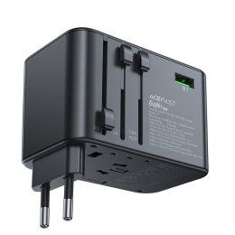 Uniwersalna ładowarka podróżna GaN 2x USB-A 3x USB-C wtyczki UK EU USA AUS czarna