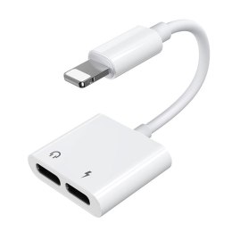 Adapter przejściówka rozdzielacz słuchawkowy iPhone Lightning - 2x Lightning biały