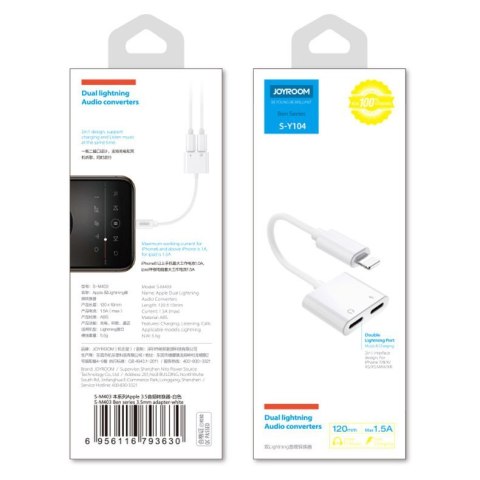 Adapter przejściówka rozdzielacz słuchawkowy iPhone Lightning - 2x Lightning biały