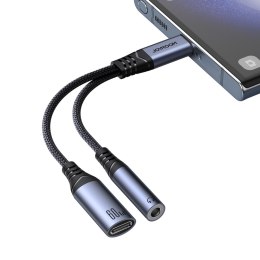 2w1 Adapter przejściówka ładowarka + słuchawki USB-C do USB-C / mini jack 3.5mm czarny