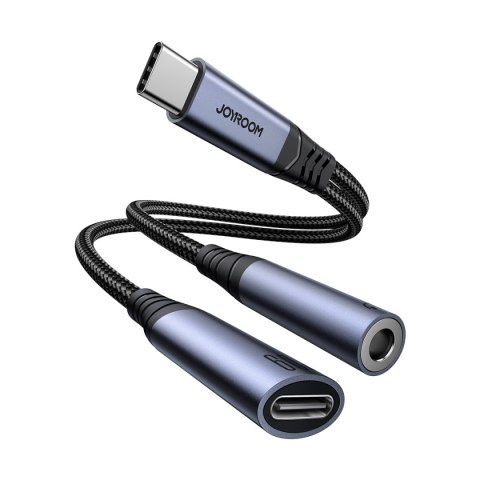 2w1 Adapter przejściówka ładowarka + słuchawki USB-C do USB-C / mini jack 3.5mm czarny