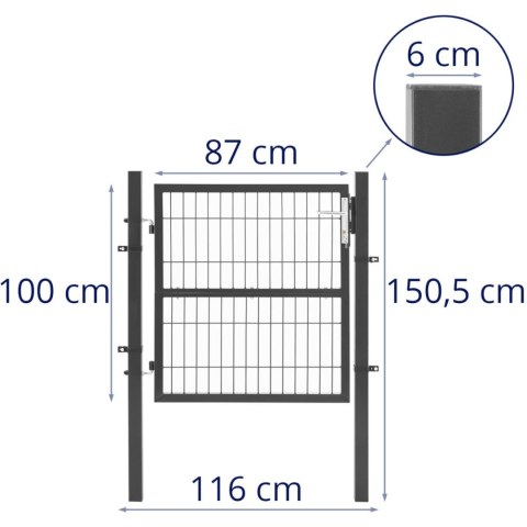 Brama furtka wejściowa ogrodowa ze stali 106 x 100 cm