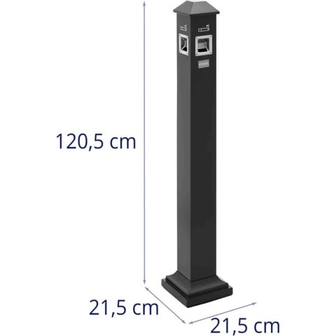 Popielnica popielniczka wolnostojąca zamykana z żelaza 3.5 l - ciemnoszara